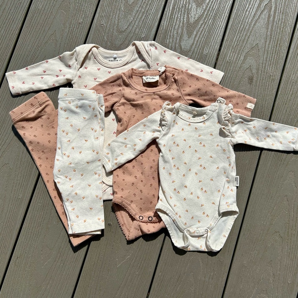 European brands - pink and cream 56cm lot (newborn, 0-3)